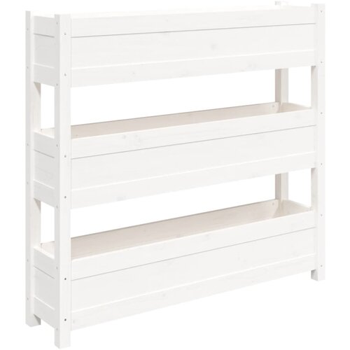 Maison Chic Visoka greda - Greda - Cvetlični Lonec bela 112x25x104,5 cm trdna borovina, (21789136) Slike