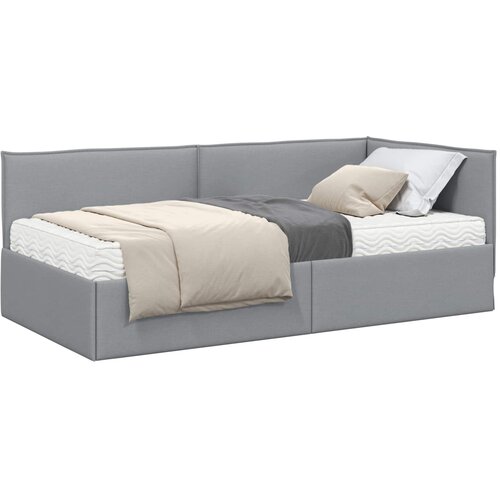 vidaXL Kotni okvir postelje z matrico 2 pcs Svetlo siva Žamet, (5000162758) Cene
