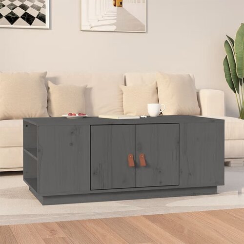 The Living Store Klubska mizica siva 100x50x41 cm trdna borovina - Klubska Mizica, (21573959) Cene
