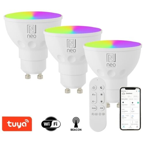  Immax NEO 07724CDO - set 3x LED RGB prigu&amp;scaron;iva sijalica GU10/4,8W/230V Wi-Fi Tuya + daljinski upravljač Slike