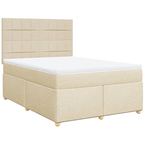 vidaXL Box spring postelja z vzmetnico krem 140x190 cm blago, (21304659) Cene