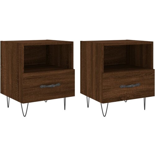 Maison Chic Dvo delni komplet Nočne omarice - Nočne mize rjavi hrast 40x35x47,5 cm inženirski les, (21688191) Slike