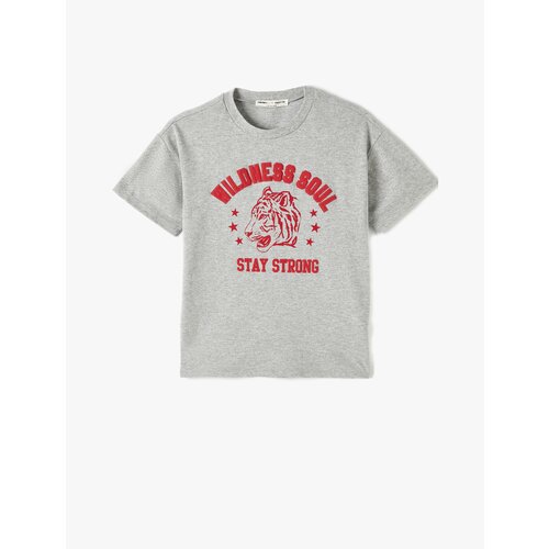 Koton T-Shirt Tiger Print Short Sleeve Crew Neck Cene