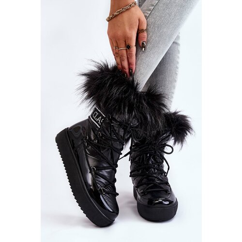 Kesi Women's snow lace-up boots Black Santero Slike