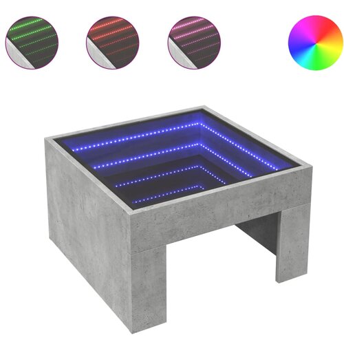 Maison Chic Klubska mizica - kavna mizica - Nizka mizica z neskončnimi LED betonsko siva 50x50x30 cm, (21751897) Cene