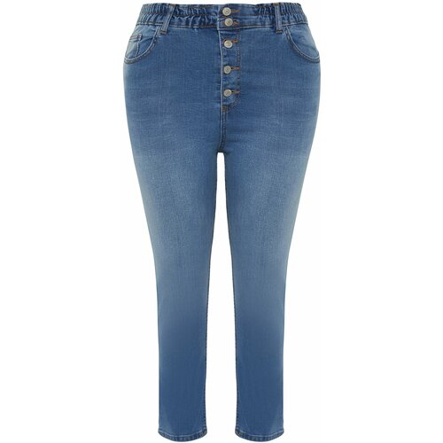 Trendyol Curve Blue Elastic Waist Stretchy Skinny Jeans Slike