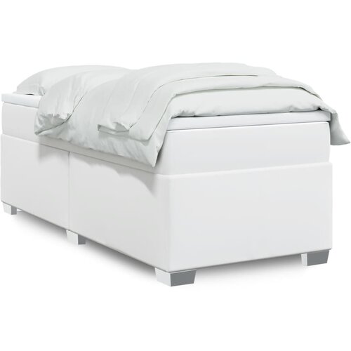 VidaXL Box spring postelja z vzmetnico bel 100x200 cm umetno usnje Slike
