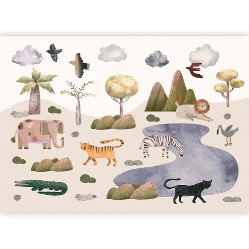  Foto tapeta - Africa for Toddlers - Savannah Animals in Pastel Colours 392x280 Samoljepljiva Cene