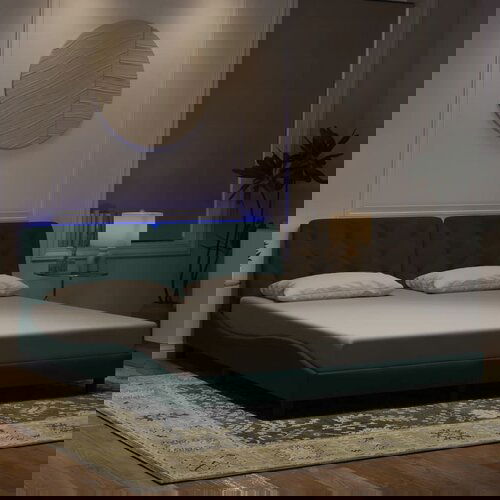 vidaXL Okvir kreveta s LED svjetlima tamnozeleni 180x200 cm baršunasti Cijene