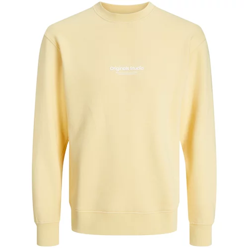Jack & Jones Sweater majica 'Vesterbro' svijetložuta / bijela