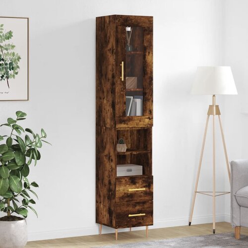 VidaXL Visoka omara dimljeni hrast 34,5x34x180 cm inženirski les Slike