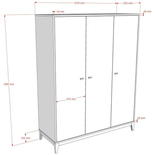 Vipack Garderobna omara v orehovem dekorju v temni naravni barvi 148x190x55 cm Ilyas &amp;ndash; Slike