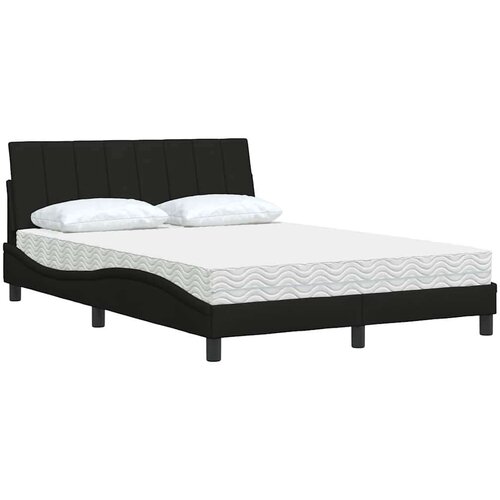 VidaXL Krevet s madracem crni 120 x 200 cm od tkanine Slike