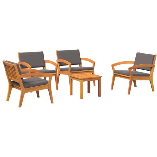 Bistro set s jastukom 5 pcs Smeđa Poliester Slike