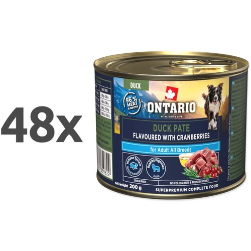 Ontario Dog Adult konzerva, pa&scaron;teta - raca in brusnice 48 x 200 g Cene