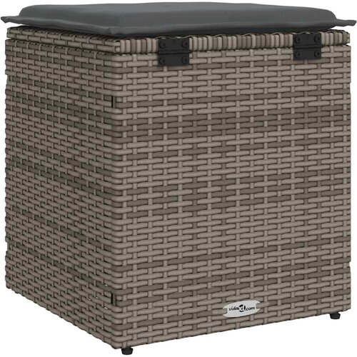  Vrtni tabure s jastucima 2 kom sivi 40x40x43 cm poliratan Slike