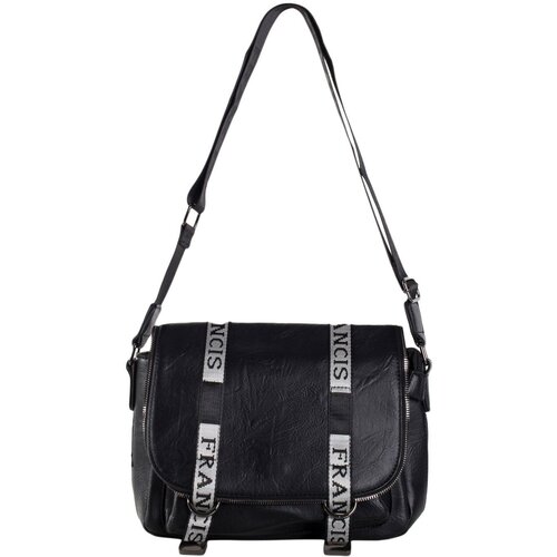 Fashion Hunters Black large messenger bag with wide strap Cene