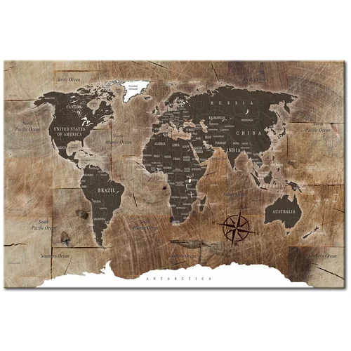 Artgeist Zemljevid sveta Bimago Wooden Mosaic, 120 x 80 cm