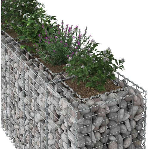  Gabionski uzdignuti krevet 2 pcs Srebrno 250 x 50 x 80 cm Slike