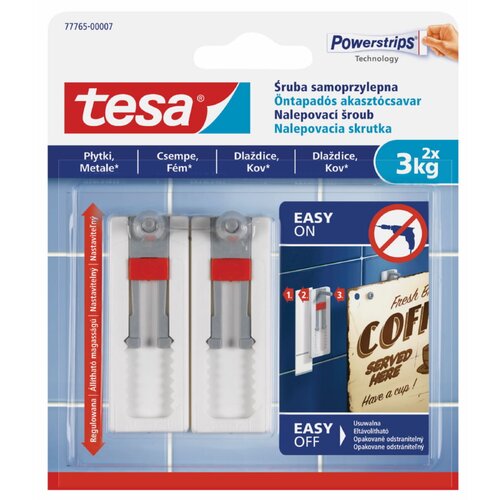 Tesa Nastavljiv samolepilni vijak za plo&amp;scaron;čice in kovino Tesa (nosilnost: 3 kg, 2 kos) Slike