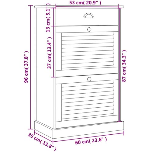  za cipele VIGO 60 x 35 x 96 cm sivi od masivne borovine Slike