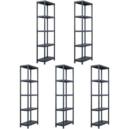  Stalci za pohranu 5 kom crni 125 kg 60 x 30 x 180 cm plastični Cijene