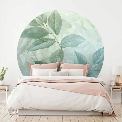  Okrugla fototapeta - Mint leaves: large botanical motif 180x180 Slike