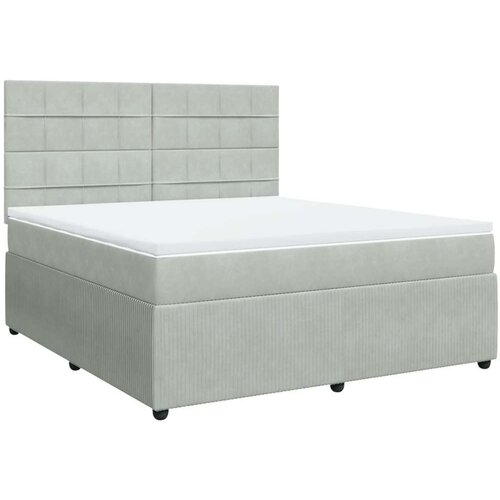 VidaXL Krevet s oprugama i madracem svjetlosivi 180x200 cm bar&amp;scaron;unasti Slike
