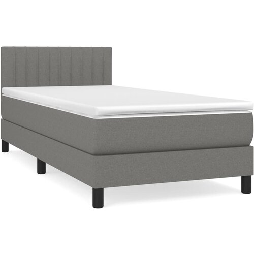  Krevet s oprugama i madracem tamnosivi 90 x 190 cm od tkanine Slike