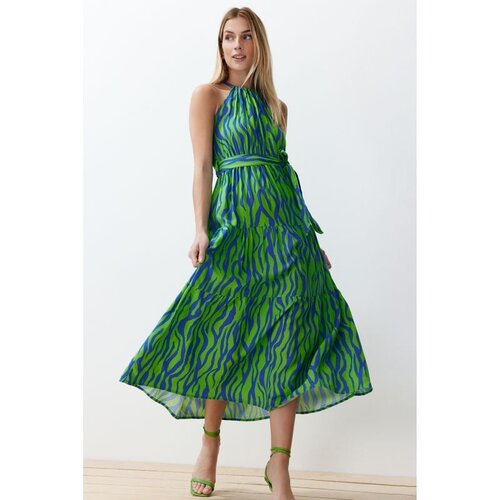 Trendyol Blue Animal Shift Halter Neck Halter Neck Shally Maxi Woven Dress Cijene
