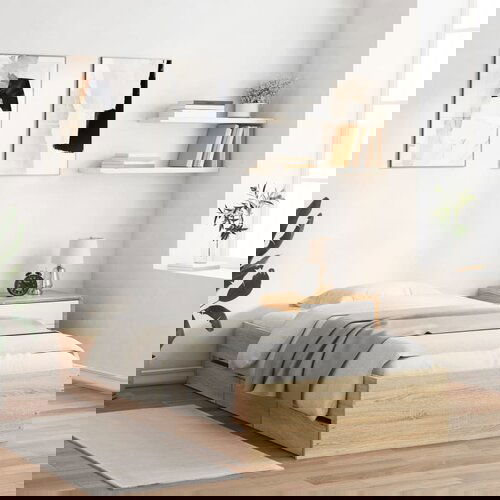 VidaXL Posteljni okvir s predali sonoma hrast 90x190 cm inženirski les Slike