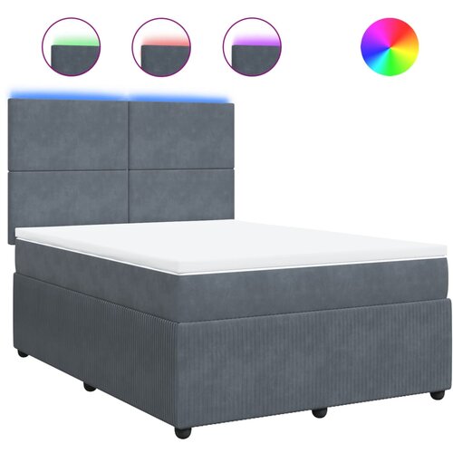 vidaXL Box spring postelja z vzmetnico temno siva 160x200 cm žamet, (21310897) Cene