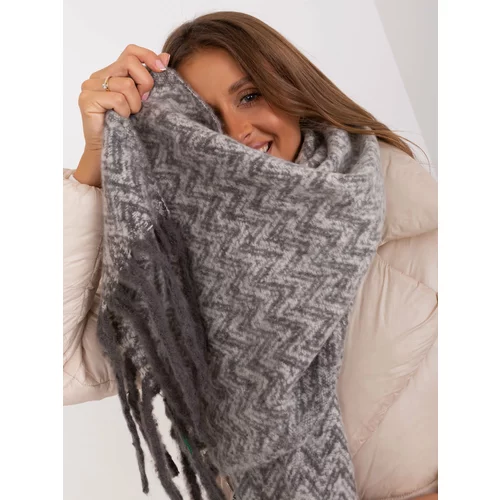 Fashion Hunters Grey and white women's scarf with patterns