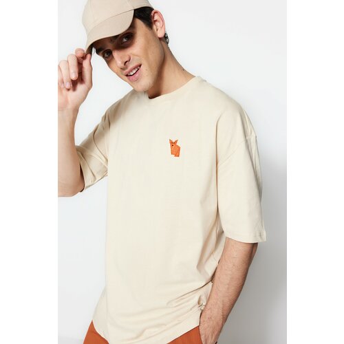 Trendyol T-Shirt - Beige - Oversize Slike