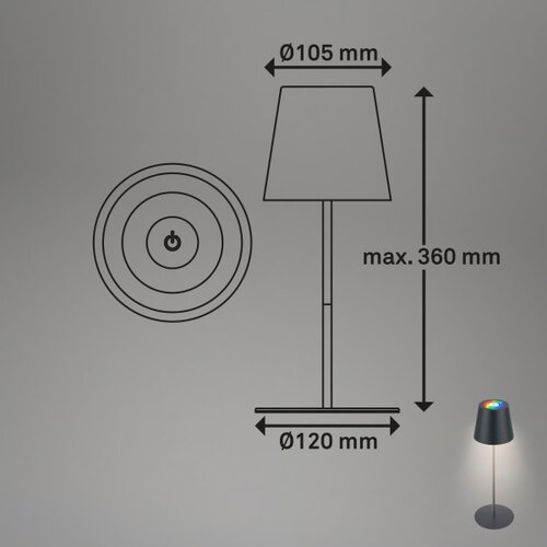 BRILONER 7559015-LED RGB stona lampa COLORIS 3,5W/5V IP44 2000mAh Wi-Fi Tuya Slike
