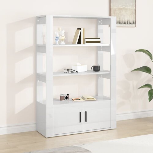 VidaXL Komoda visok sijaj bela 80x30x119,5 cm inženirski les Slike