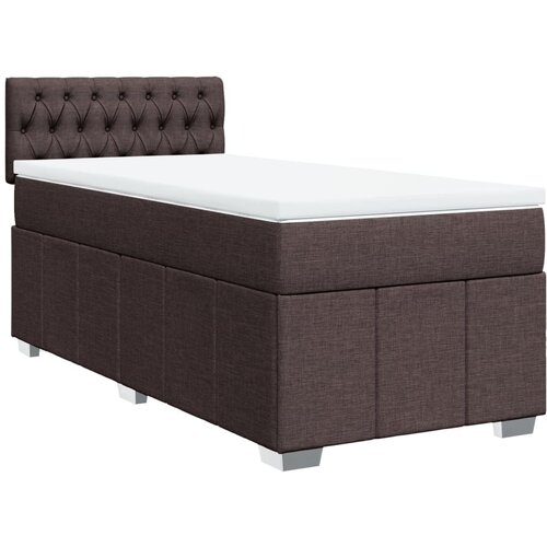 vidaXL Box spring postelja z vzmetnico temno rjav 90x190 cm blago, (21309267) Cene
