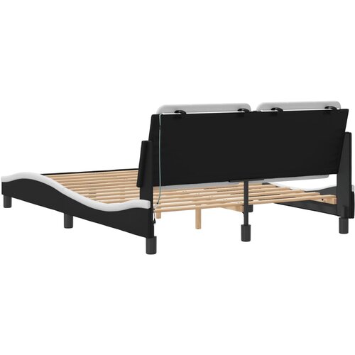  Okvir kreveta s LED-om bez madraca Zadar crno-bijeli 140 x 190 cm Slike