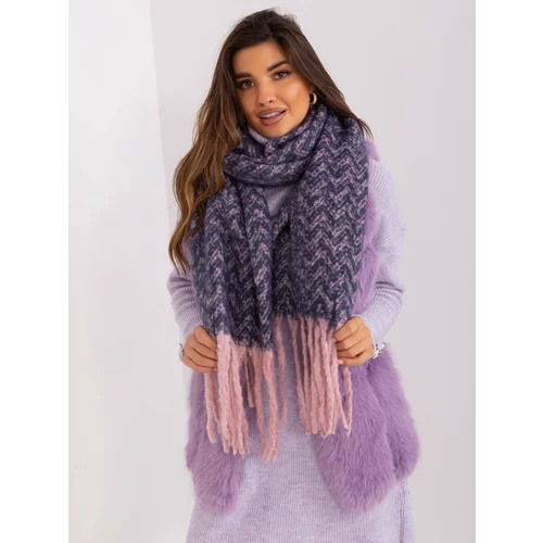 Fashion Hunters Navy blue and pink fringed scarf