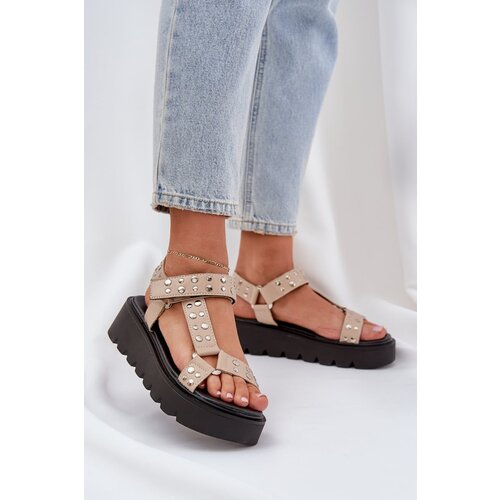 PS1 Embellished sandals on platform beige Tatellia Slike