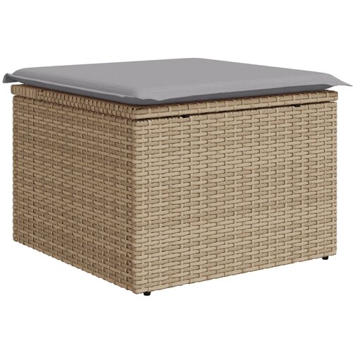VidaXL set od 7 komada vrtnog namje&amp;scaron;taja s jastučićima bež Poly Rattan akacije, 2-sjedalna vrtna sofa s prostorom za pohranu i jastučićima bež Poly Rattan Slike