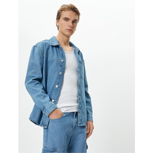 Koton Denim Shirt Jacket Pocket Detailed Buttoned Classic Collar Slike