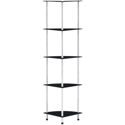 VidaXL Polica 5-nadstropna črna 30x30x130 cm kaljeno steklo Slike