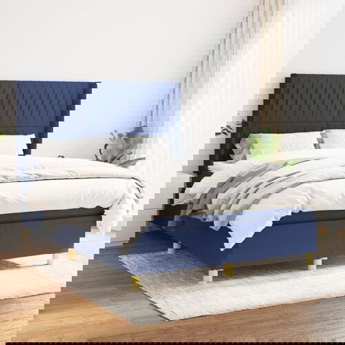  The Living Store Box spring postelja z vzmetnico modra 140x200 cm blago - Box Spring Postelja, (21448723) Slike