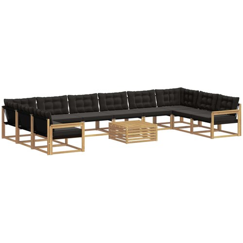 vidaXL Zunanja garnitura za sedenje z blazino 11 pcs Bela in črna, (5000281307) Cene