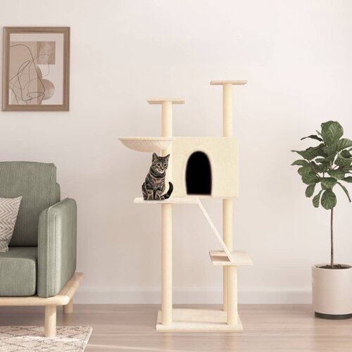 VidaXL Penjalica za mačke sa stupovima za grebanje krem 143 cm Slike
