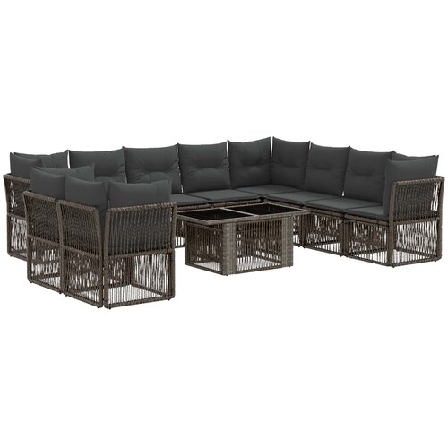  Sjedeća garnitura za vrt 11 kom. Siva poliratan 100 x 55 x 73 cm Slike