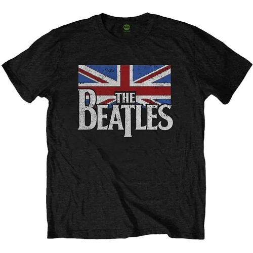 The Beatles Košulja Drop T Logo & Vintage Flag Unisex Black 2XL