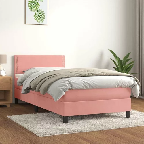 Box spring postelja z vzmetnico roza 100x200 cm žamet, (20725058)