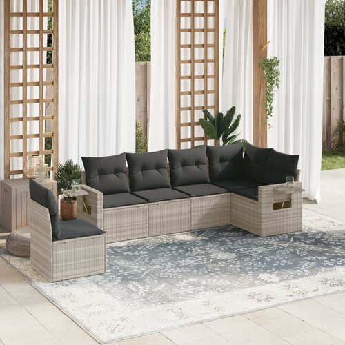 vidaXL 6-dijelni set vrtnih sofa od poliratana s jastucima svjetlosivi Cijene